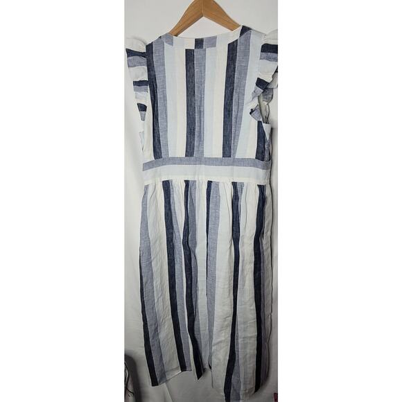 J Crew- Point Sur- Linen Striped A Line Dress- size 12 - Picture 5 of 10